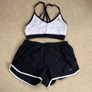 Nike white and black crossed back sports bra
